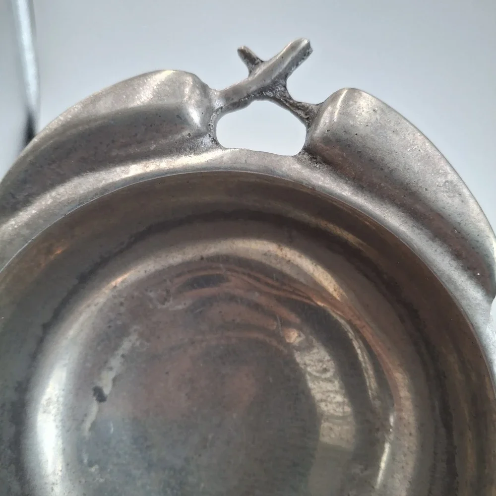 Vintage Mexican Pewter Chili Pepper Handle‎ Bowl Poma-Uar Mexico Silver Tone 6